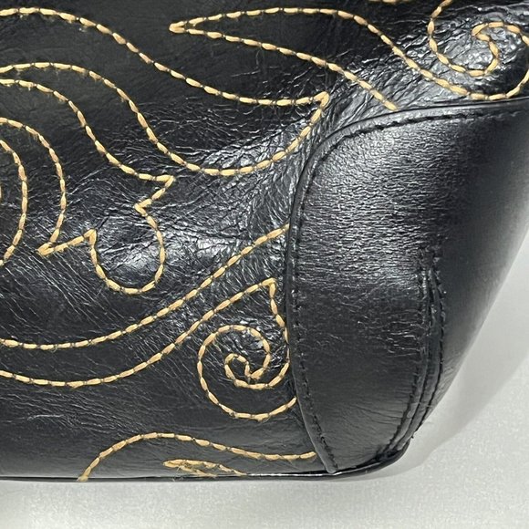 Naturalizer Leather Stitched Smaller Tote Purse Gold Accents - Picture 15 of 16